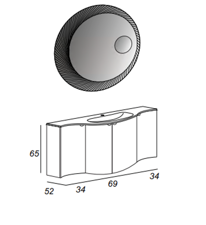 Шкаф подвесной с одной распашной дверцей, правосторонний 34x41x65 Cezares 55174