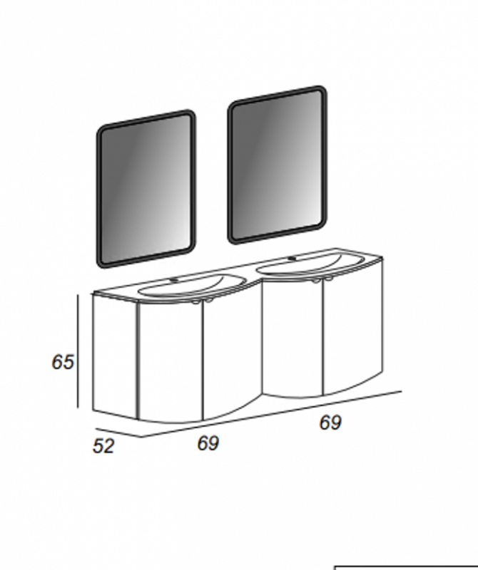 Шкаф подвесной с одной распашной дверцей, правосторонний 34x41x65 Cezares 55174