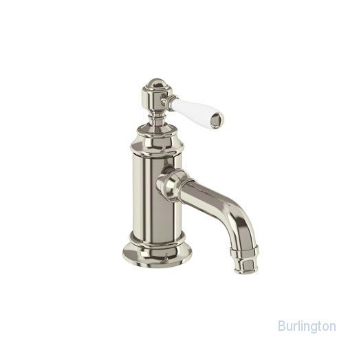 Смеситель однорычажный для раковины, 1 отв, ручка - левер белая, никель [ARC12 + ARC65 NKL]