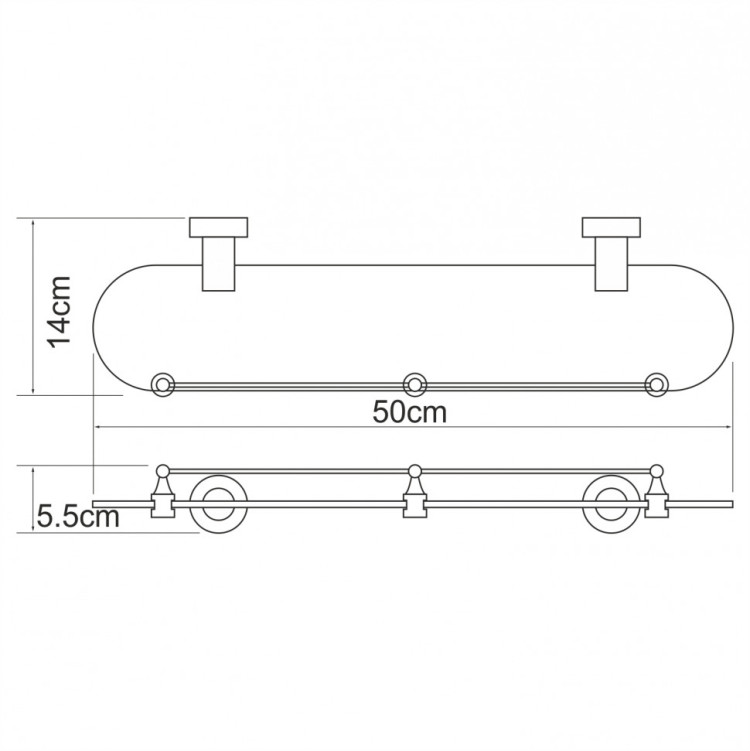 WasserKRAFT Donau K-9444 Полка стеклянная с бортиком