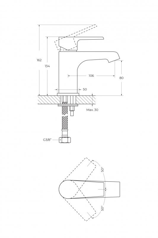 Смеситель для раковины однорычажный, с донным клапаном Cezares NAUTIC-LS1-NOP