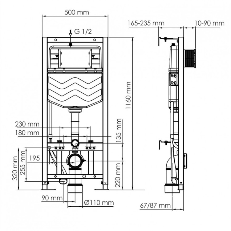 WasserKRAFT  Aller 10TLT.010.ME.MB01 Система инсталляции для унитазов