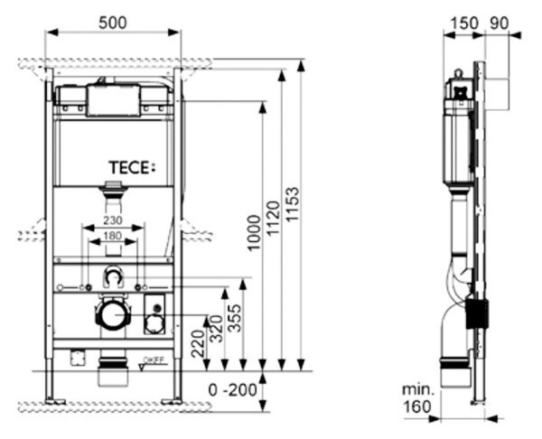 Инсталляция Tece Рrofil 9300044 для унитаза Toto Neorest