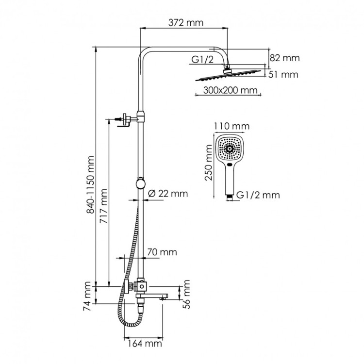 WasserKRAFT A199.069.065.010.CH Thermo Душевой комплект с термостатическим смесителем