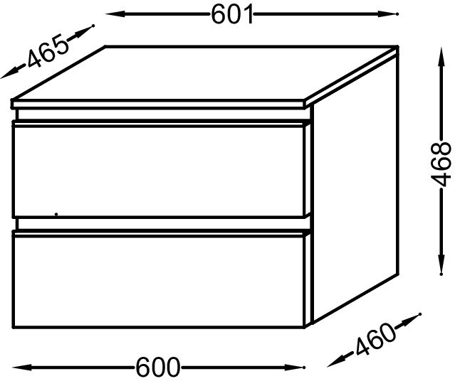 Дополнительный модуль 60 см, 2 выдвижных ящика, нежный аквамарин Jacob Delafon VOX EB2060-RA-M43