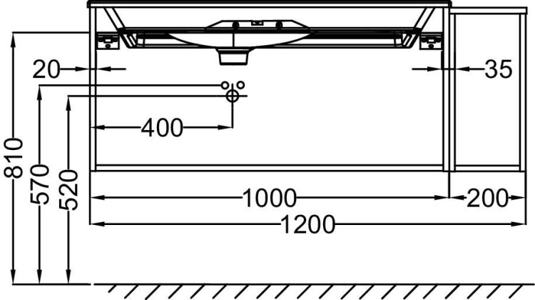 Мебель 120 см для раковины-столешницы 100 cм, ореховое дерево Jacob Delafon NOUVELLE VAGUE EB3034-E16