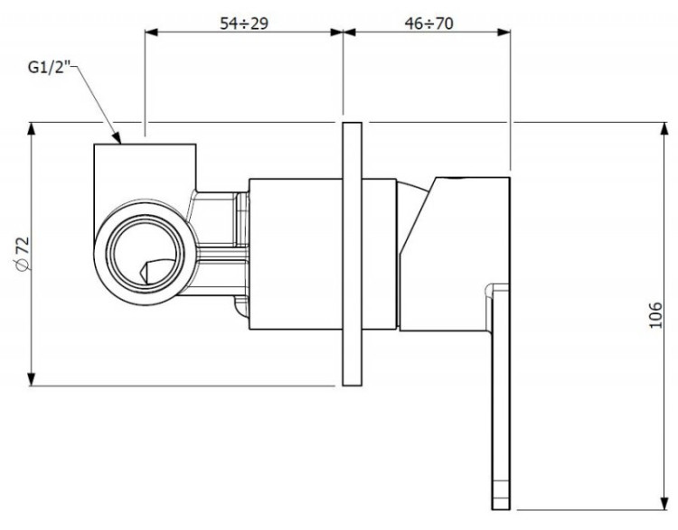 Встраиваемый однорычажный смеситель для душа Cezares GLAM-DIM-OI