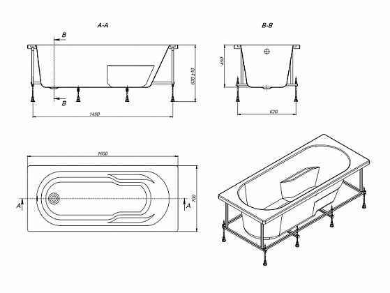 Акриловая ванна Roca Genova 160x70