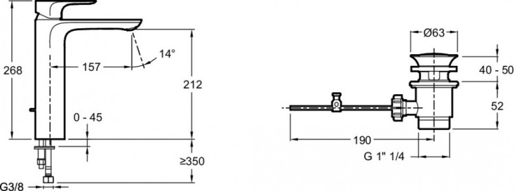 Высокий однорычажный смеситель для раковины Jacob Delafon ALEO E72298-4-CP