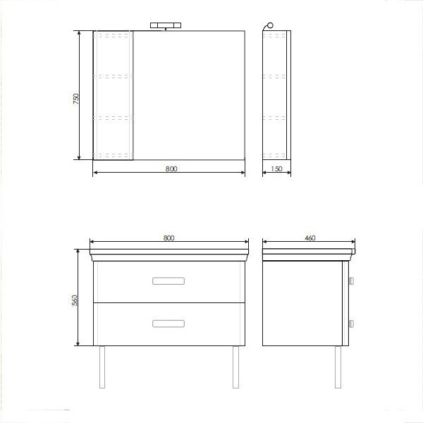 Зеркальный шкаф Comforty Рим 80