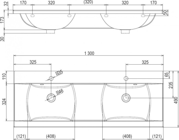 Двойная раковина Ravak Classic 1300