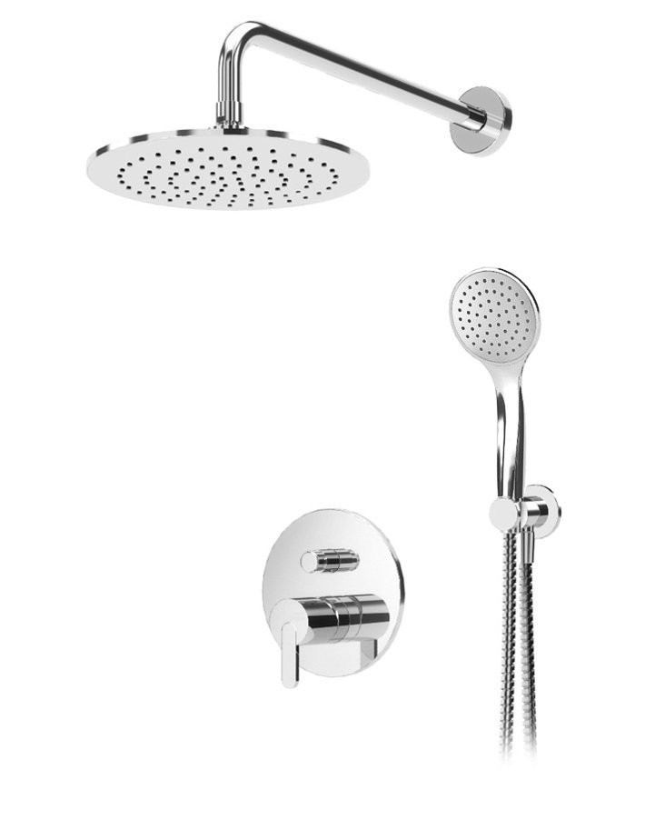 Душевая система с дивиатором для верхнего и ручного душа, верхний душ из стены 30 см Cezares LEAF-DSIP-30-ST