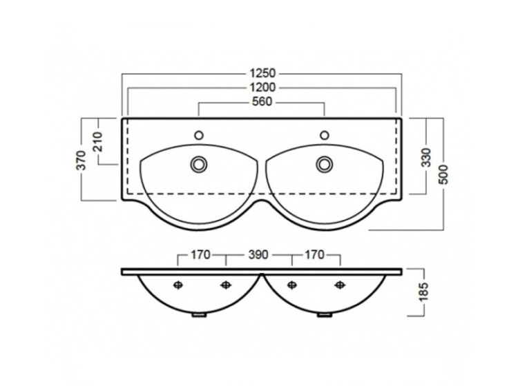 Раковина Hatria Sophie 125 YOQ5 двойная