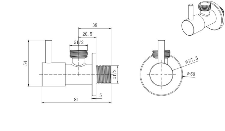 Угловой переходник Aquatek, матовый черный AQ2450MB