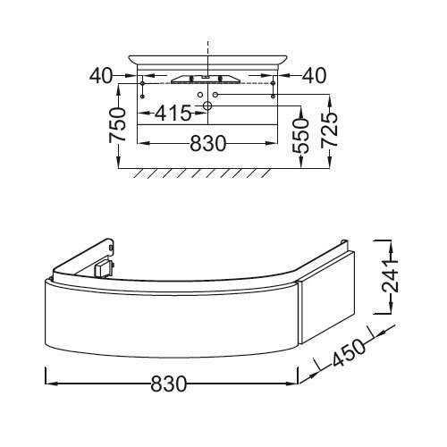 Тумба под раковину Jacob Delafon Presquile 100 подвесная 1 ящик