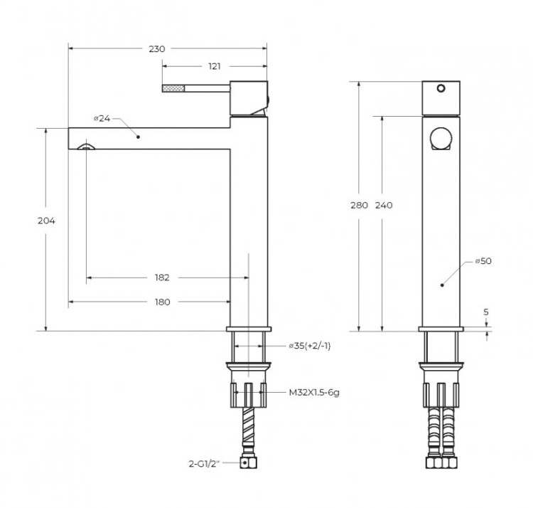 Смеситель для накладной раковины без донного клапана Cezares RELAX-LC2-GM-W0