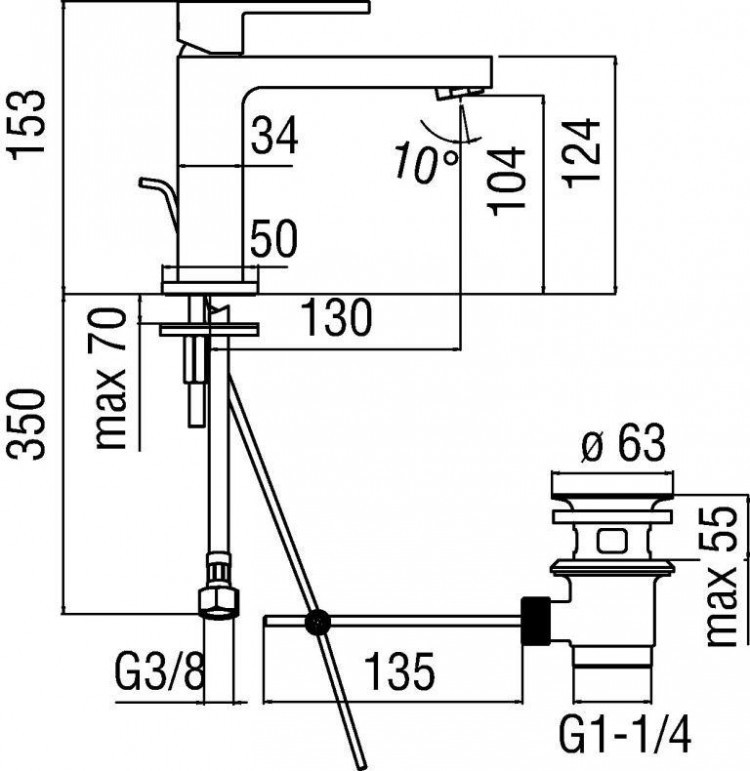Смеситель для раковины Nobili Up UP94118/1CR