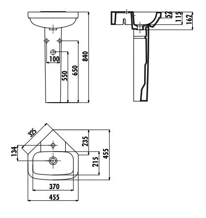CREAVIT CORNER Раковина угловая 45*45