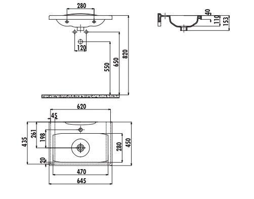 CREAVIT Раковина LN165 мебельная (45*65см)