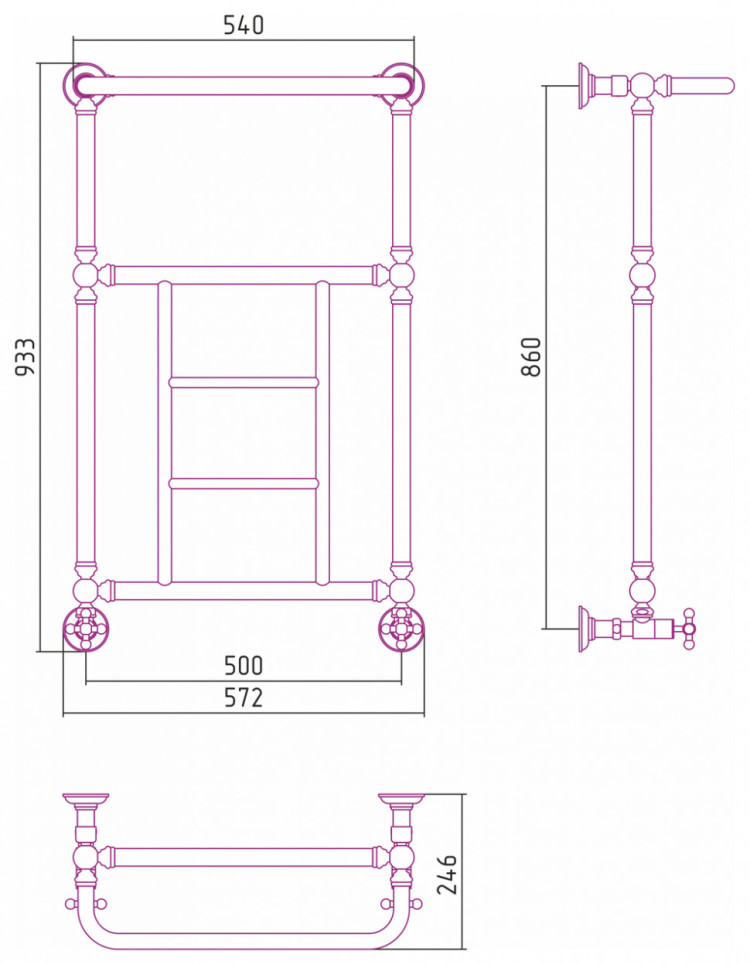 Полотенцесушитель водяной Сунержа Ренессанс 1452 860x500 Матовая шампань