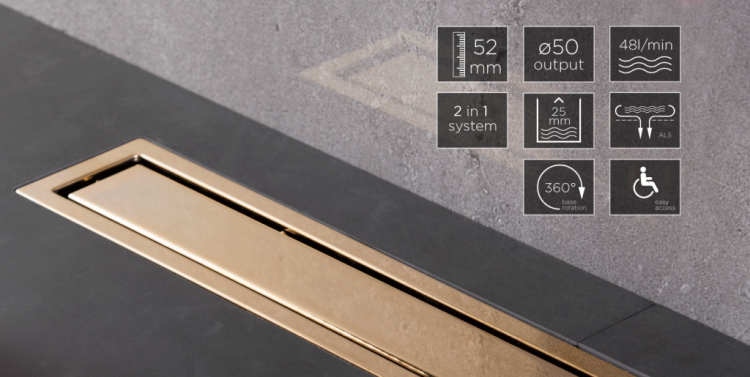 Линейный трап Confluo Premium Line 300 Gold, двухсторонняя модель Cezares 13100050
