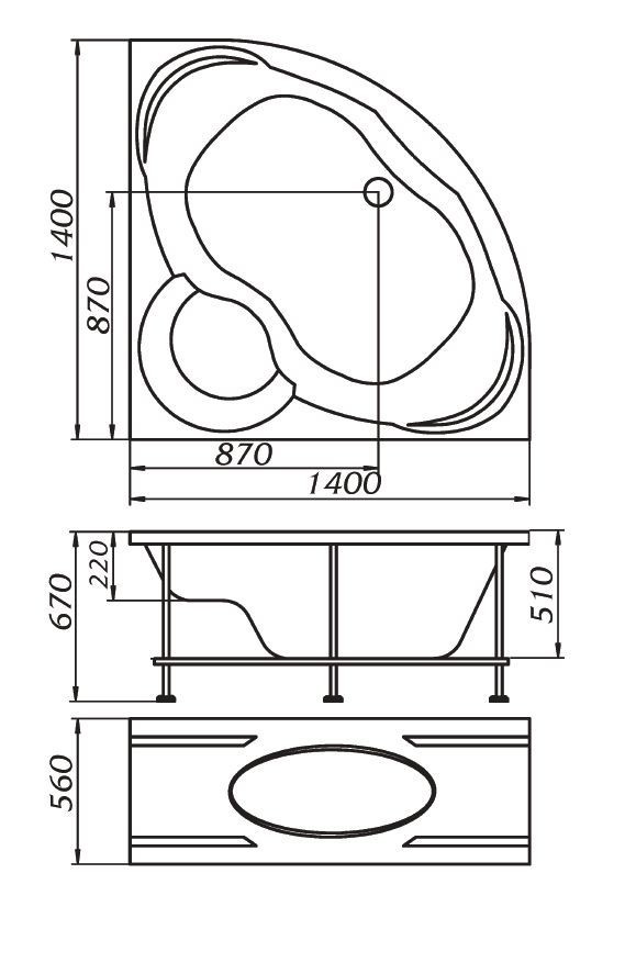Акриловая ванна 1MarKa Trapani 140х140