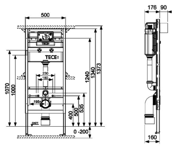 Инсталляция Tece Рrofil 9300066 для унитаза Keramag Espital