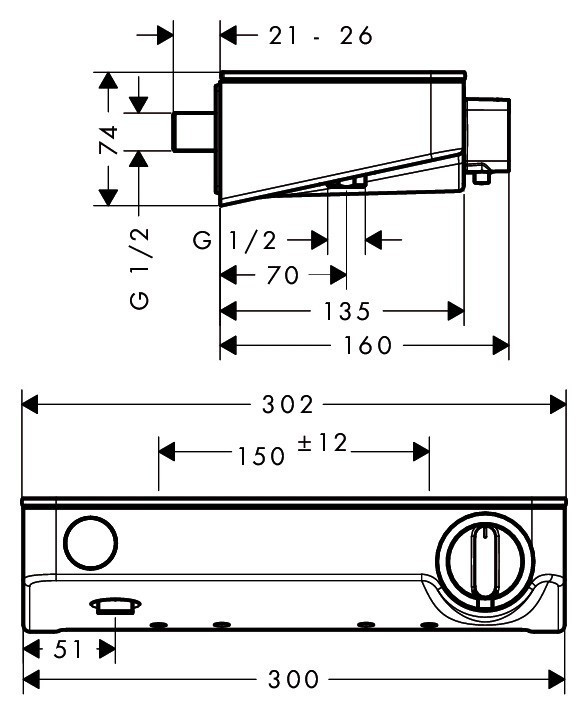 Смеситель для душа Hansgrohe Ecostat Select 13171000 с термостатом