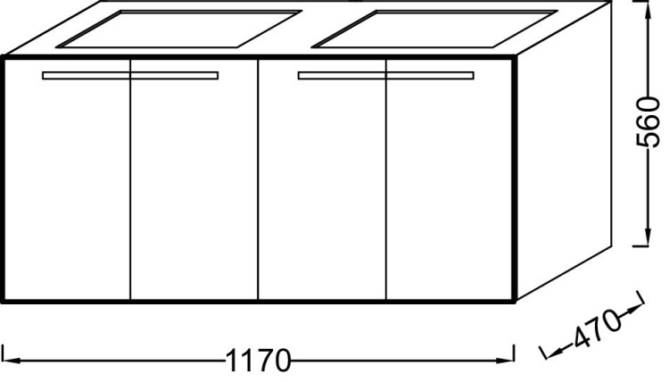 Мебель 117 см для раковины-столешницы, белый блестящий Jacob Delafon STRUKTURA EB1283-N18