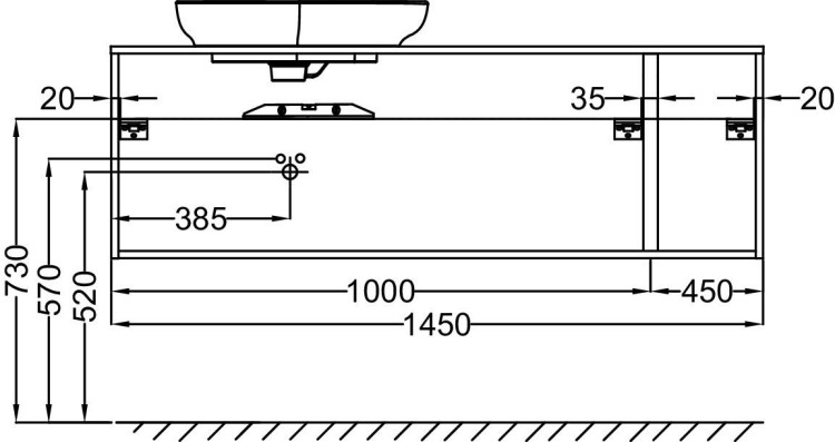 Тумба 145 см для раковины-чаши Jacob Delafon NOUVELLE VAGUE EB3043RU-E73