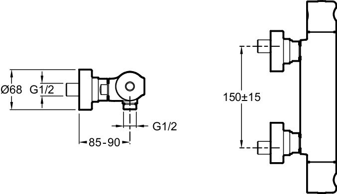 Термостатический настенный смеситель для душа Jacob Delafon SINGULIER E10872-CP