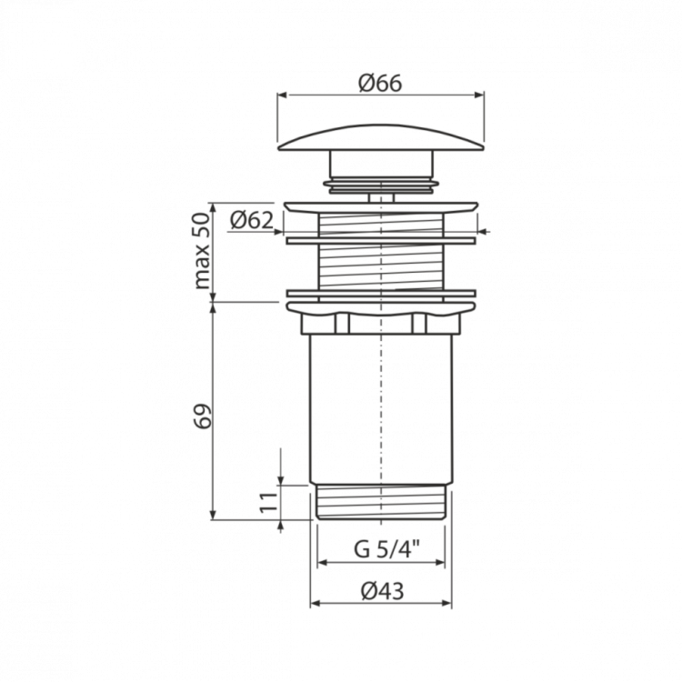 Донный клапан сифона для умывальника CLICK/CLACK 5/4