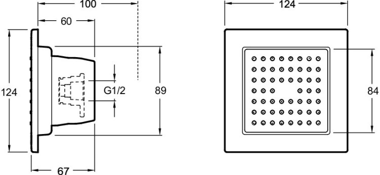 Квадратная форсунка, 54 выпускных отверстия Jacob Delafon WATERTILE E8002-CP
