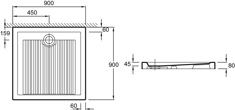 Душевой поддон, квадратный, 70 x 70 см Jacob Delafon KYREO EN164-00