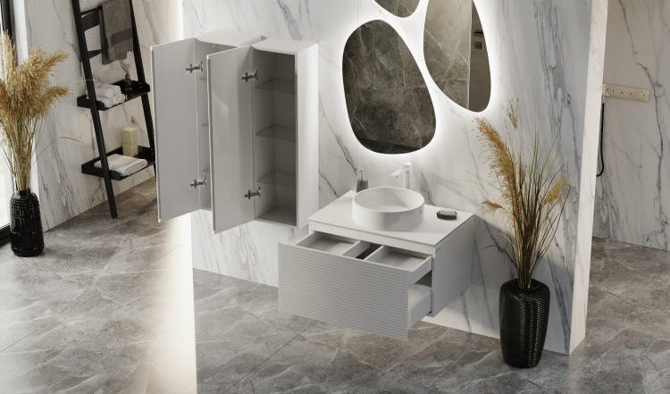 Тумба Stone 80 подвесная Белая