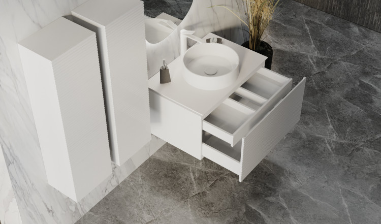 Тумба Stone 80 подвесная Белая