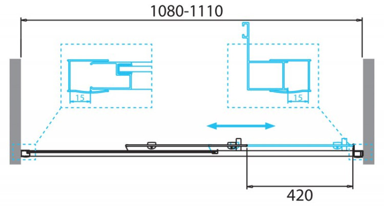 Душевая дверь в нишу BELBAGNO DUE-BF-1 BelBagno DUE-BF-1-100-C-Cr