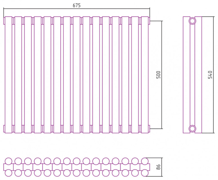Отопительный радиатор Сунержа Эстет-11 500х675 15 секций Матовое золото