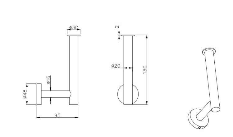 Бумагодержатель для запасного рулона Aquatek матовый черный AQ4007MB Вега