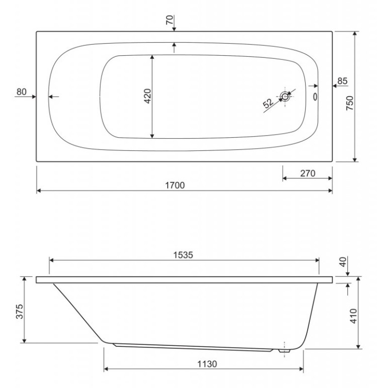 Универсальный комплект ног для прямоугольных акриловых ванн Cezares LEG-KIT-150