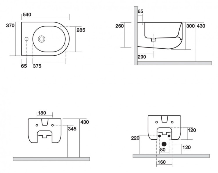 Биде Kerasan Flo 3123 подвесное
