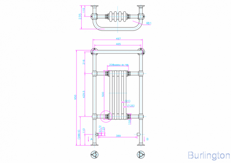 Полотенцесушитель напольный Arcade R2 CHR, ХРОМ
