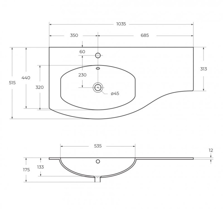 Шкаф подвесной с одной распашной дверцей, правосторонний 34x41x65 Cezares 55220