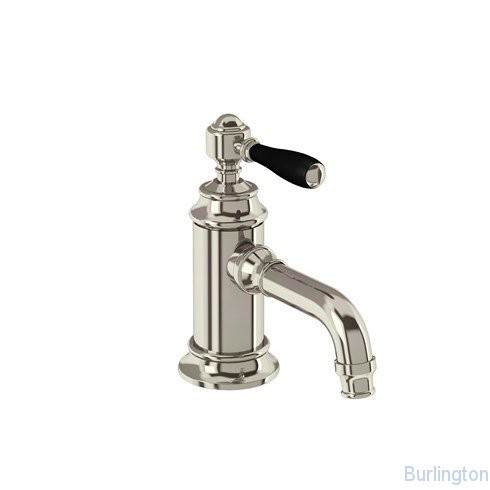 Смеситель однорычажный для раковины, 1 отв, ручка - левер чёрная, никель [ARC12 + ARC66 NKL]