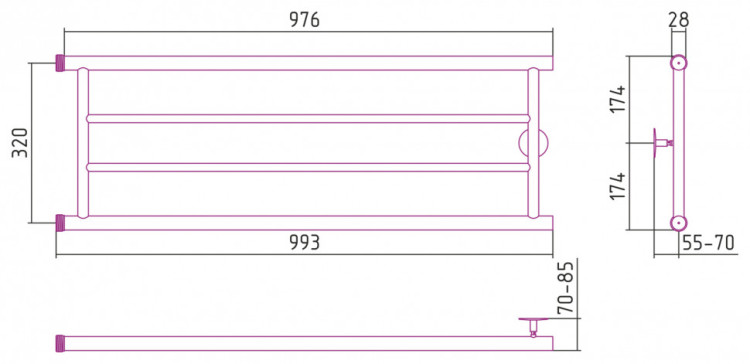 Полотенцесушитель водяной Стилье Минор 0600 320х1000 (2) П Без покрытия