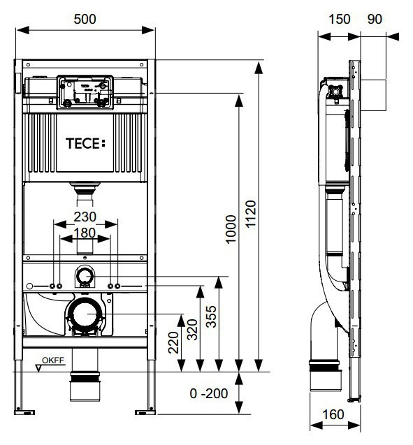 Инсталляция Tece Рrofil 9300079 для унитаза-биде