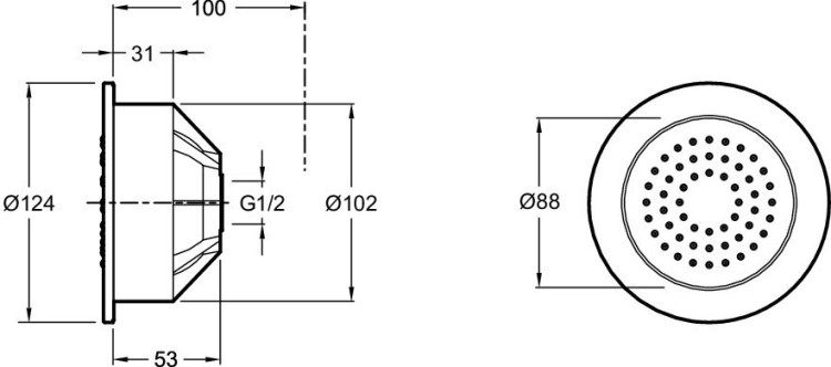 Круглая форсунка, 54 выпускных отверстия Jacob Delafon WATERTILE E8014-CP