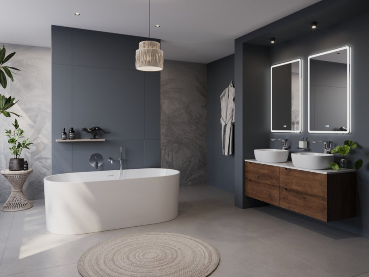 Отдельностоящая, овальная акриловая ванна в комплекте со сливом-переливом Cezares BB705-1700-800