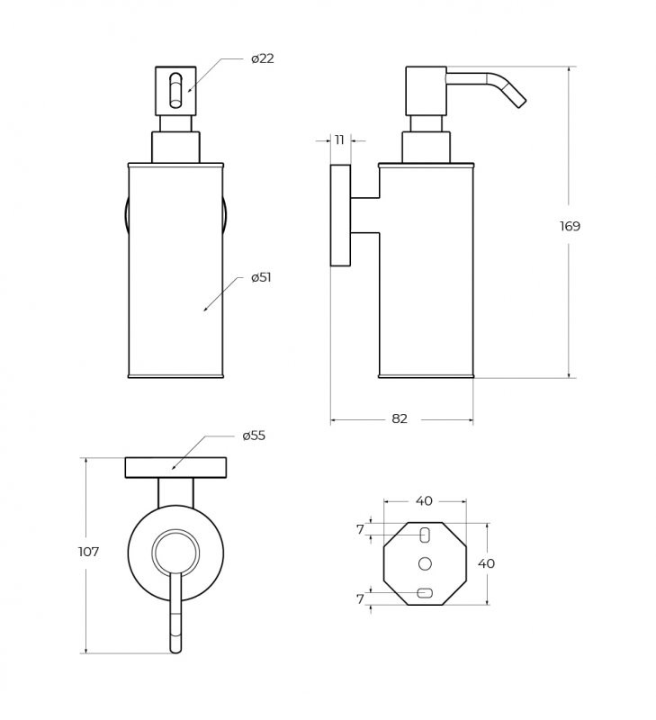 Диспенсер для мыла подвесной, металл Cezares RELAX-SOIS-M-NOP