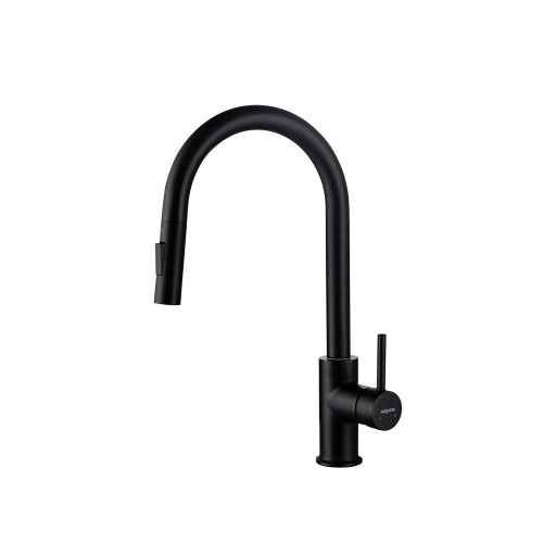 Смеситель для кухни с вытяжным изливом 2 jet Aquatek, матовый черный AQ1384MB ЕВРОПА